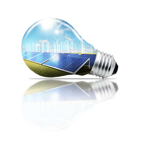 light bulb green,conceptの写真素材