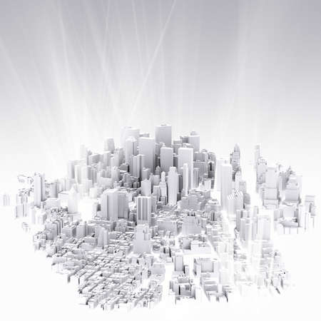 image of 3d render of city scape and light backgroundの写真素材