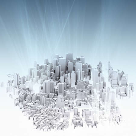 image of 3d render of city scape and light backgroundの写真素材