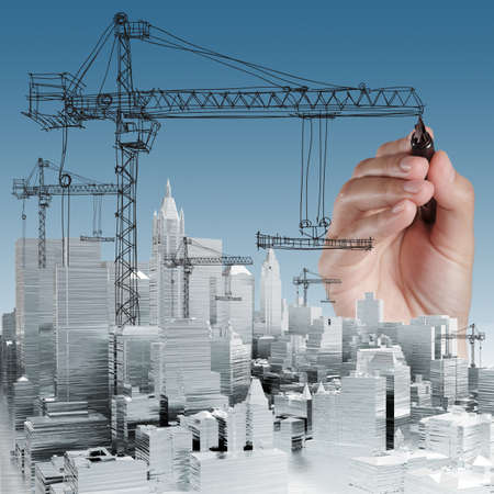 hand drawn building development conceptの写真素材