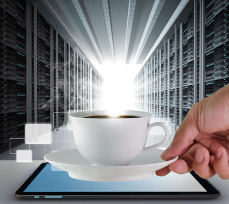 coffee cup and server roomの写真素材