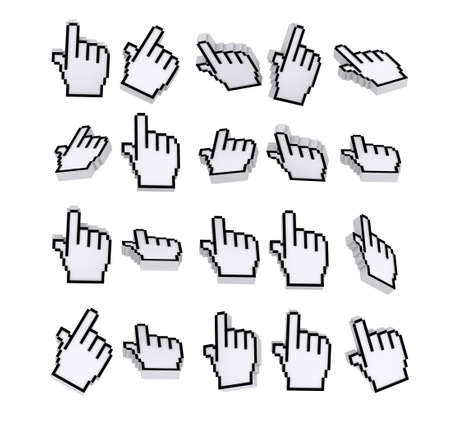 hand cursors 3d on white backgroundの写真素材