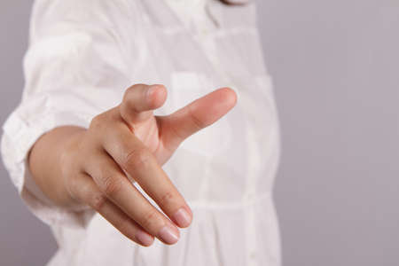 Hand pointing, touching or pressingの写真素材