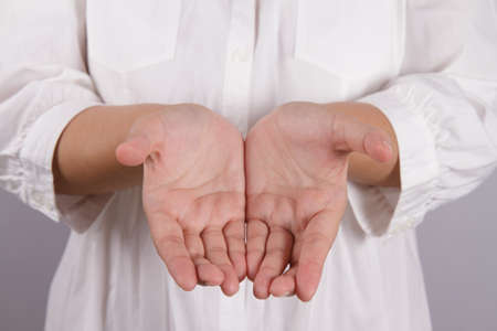 The open hands of woman. Your objects hereの写真素材