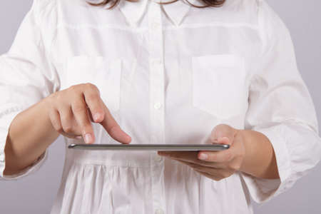 young woman with tablet computerの写真素材