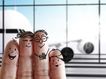 finger family at the airportの写真素材