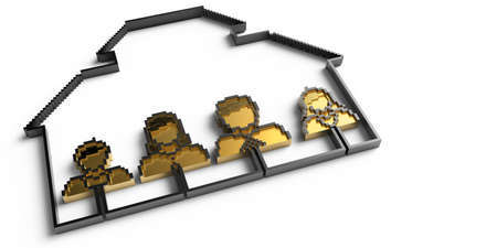 Gold people family icons as concept