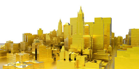 abstract gold city on white backgroundの写真素材