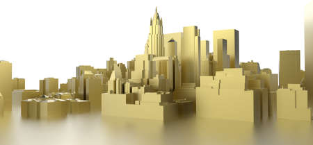 3d abstract gold city on whiteの写真素材