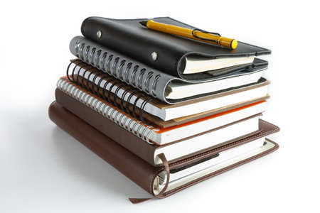 stack of ring binder book or notebook isolated on whiteの写真素材