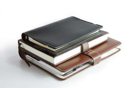 stack of ring binder book or notebook isolated on whiteの写真素材
