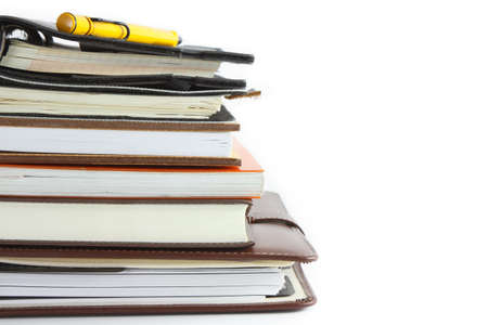 stack of ring binder book or notebook isolated on whiteの写真素材