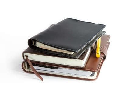 stack of ring binder book or notebook isolated on whiteの写真素材