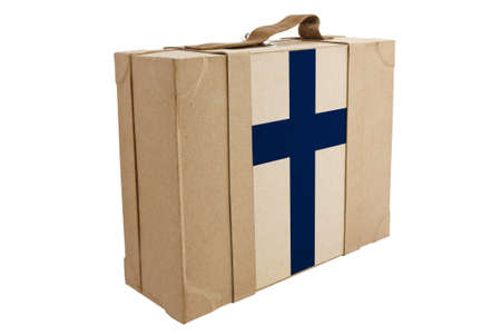 Nation Flag. Box recycled paper on white background. の写真素材