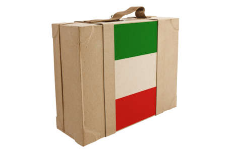 Nation Flag. Box recycled paper on white background.の写真素材