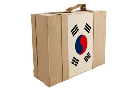 Nation Flag. Box recycled paper on white background.の写真素材