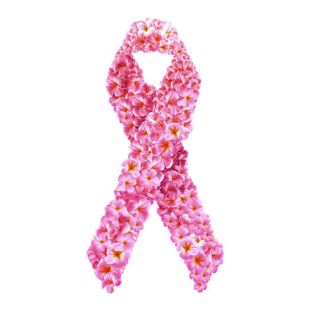 Pink ribbon. Breast cancer on whiteの写真素材