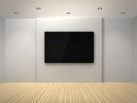 3d TV in the white roomの写真素材