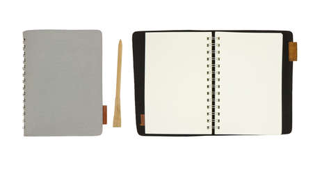 stack of ring binder book or notebook isolated on whiteの写真素材
