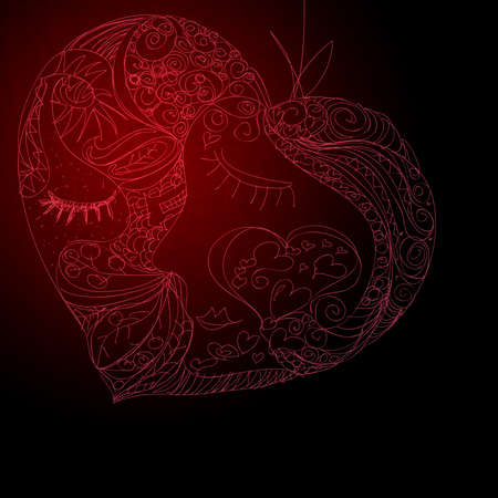 big heart made of many different heart symbolsの写真素材