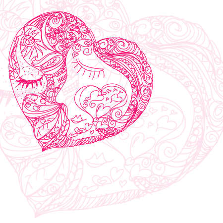big heart made of many different heart symbolsの写真素材