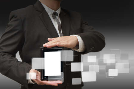 Touch screen mobile phone, in handの写真素材