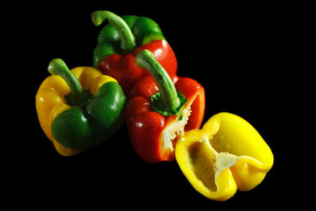 Bell Pepper with black backgroundの写真素材