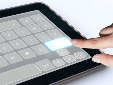 Hands holding and point on digiの写真素材