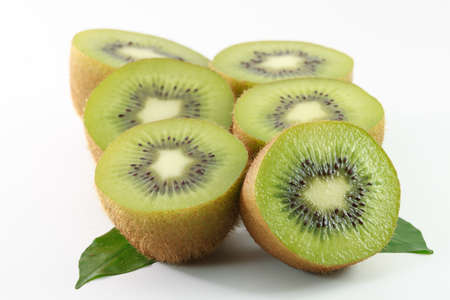kiwi fruit isolated on white backgroundの写真素材