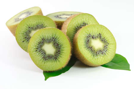 kiwi fruit isolated on white backgroundの写真素材