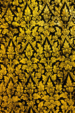 Thai art pattern old style the wall in the temple