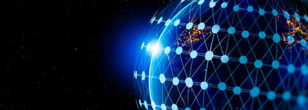 Communication technology for internet business. Global world network and telecommunication on earth...