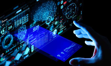 Business hand working with cryptocurrency and Ai smart phone interface.