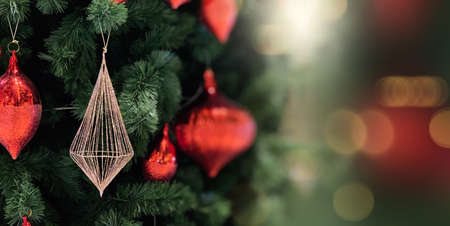 Christmas garland with ornaments and Season Wishes.の写真素材