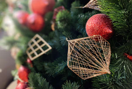 Christmas garland with ornaments and Season Wishes.の写真素材