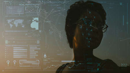 Facial Recognition System concept with Face Recognition and 3D scanning interface.
