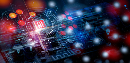 AI, Artificial Intelligence concept,Technology background. Central Computer Processors CPU Tech science background. Integrated communication processor.の写真素材