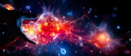 Hand showing Exploring the Intricacies of Neurons and the Nervous System: A Captivating 3D...