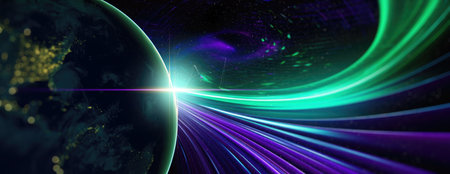 Communication technology for internet business. Global world network and telecommunication on earth...