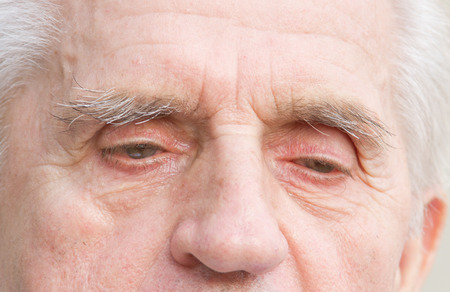 Close up of old man eyesの写真素材