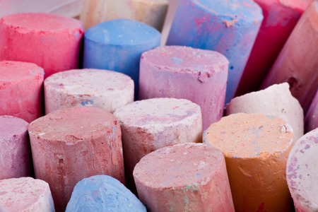 Close up of colorful chalk for childrenの写真素材