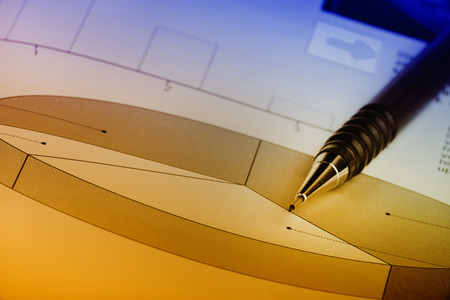 Cake diagram with pencil pointing statistics conceptの写真素材