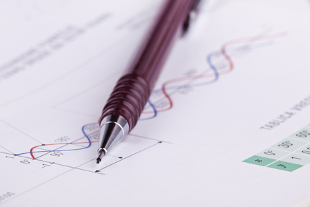 Close up of pen on mathematical background の写真素材