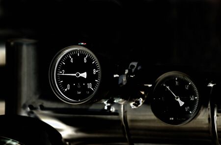 Close up of barometer in natural gas production industryの写真素材