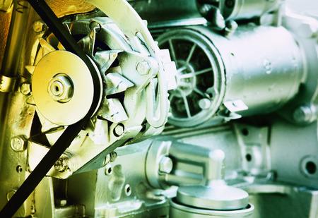 Close up of transmission belt on car engineの写真素材