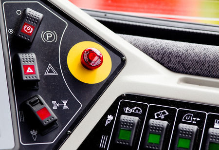 Close up of control panel of agricultural vehicle