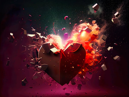 3d illustration of valentine's day background with hearts and gift boxの写真素材