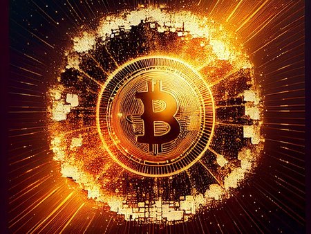 Bitcoin crypto currency, wallpaper business future exchange AI Generativeの写真素材