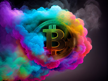 Bitcoin crypto currency, wallpaper business future exchange AI Generativeの写真素材