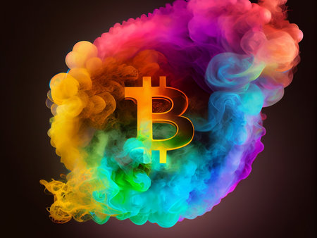 Bitcoin crypto currency, wallpaper business future exchange AI Generativeの写真素材
